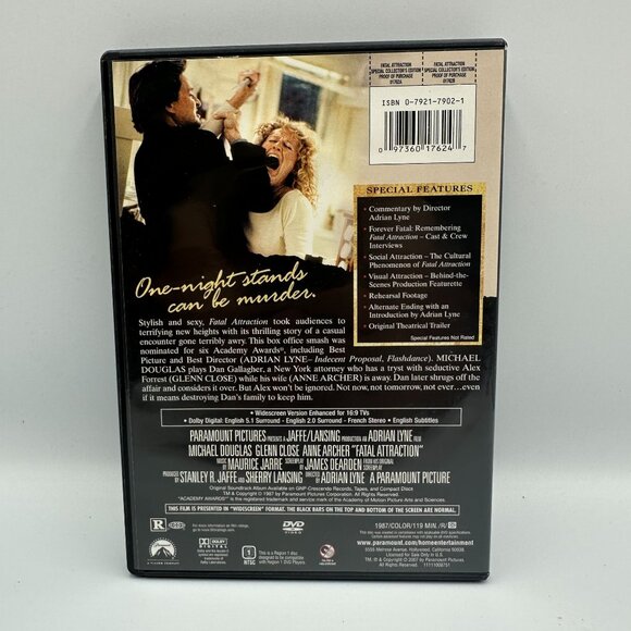 Fatal Attraction Special Collectors Edition Michael Douglas Glenn Close DVD 1987 - Picture 2 of 3